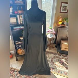 Morticia Addams Black Long Sleeve Dress with Train Size M